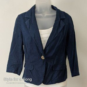Forever 21 Navy Linen Blend 3/4 Sleeve Blazer M